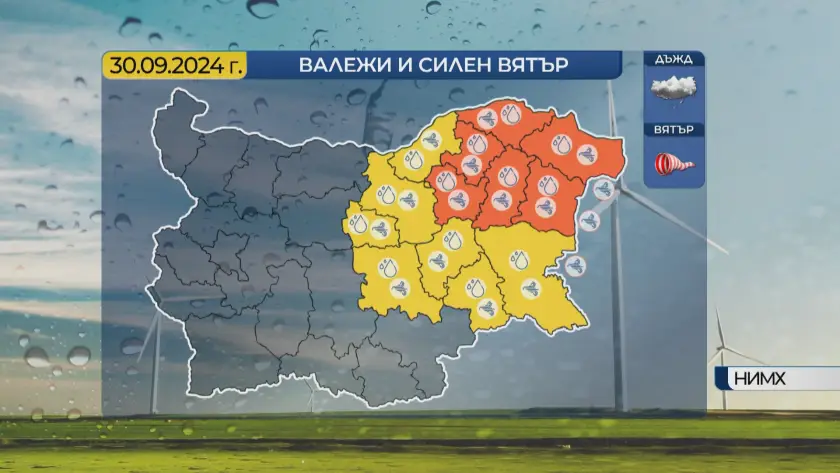 Оранжев код за силен вятър в Североизточна България